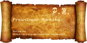 Preininger Montika névjegykártya